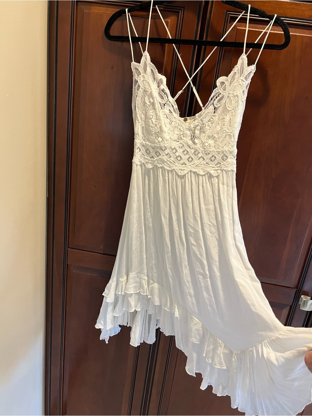 Free People Adella Dress White Lace Babydoll Slip Dress Boho - M - Picture 6 of 10